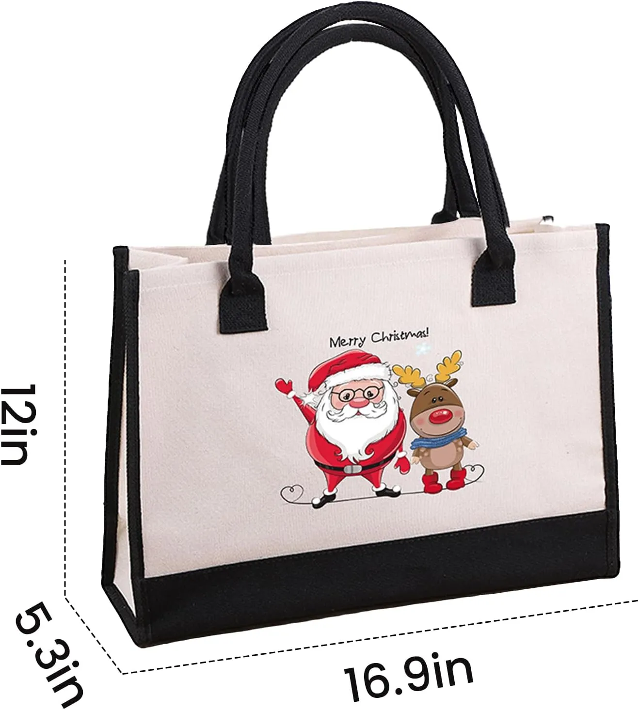 FUNSEED Canvas Tote Bag, Letter Grocery Shopping Handbag Christmas Birthday Gifts for Women