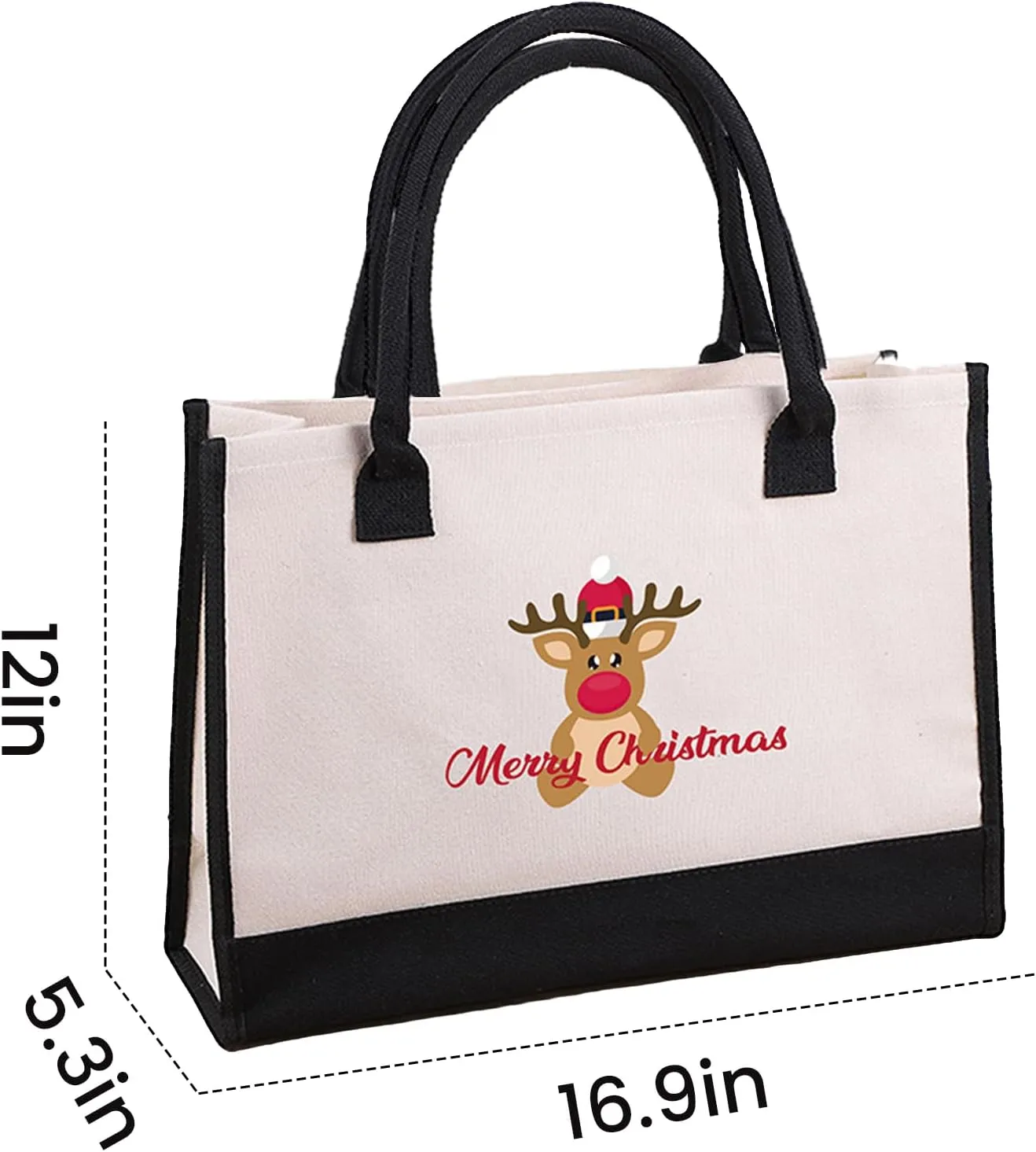 FUNSEED Canvas Tote Bag, Letter Grocery Shopping Handbag Christmas Birthday Gifts for Women