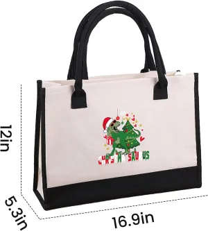 FUNSEED Canvas Tote Bag, Letter Grocery Shopping Handbag Christmas Birthday Gifts for Women