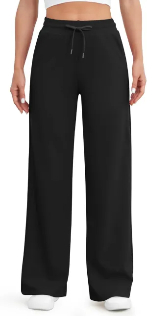 G4Free Wide Leg Yoga Pants with Pockets for Women Sweatpants Casual Drawstring Stretch Pants Petite/Regular/Tall