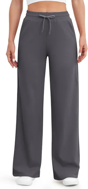 G4Free Wide Leg Yoga Pants with Pockets for Women Sweatpants Casual Drawstring Stretch Pants Petite/Regular/Tall