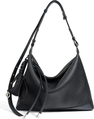 Genuine Leather Slouchy Hobo Bags for Women Purse with Mini Pouch Adjustable Shoulder Straps Work Travel