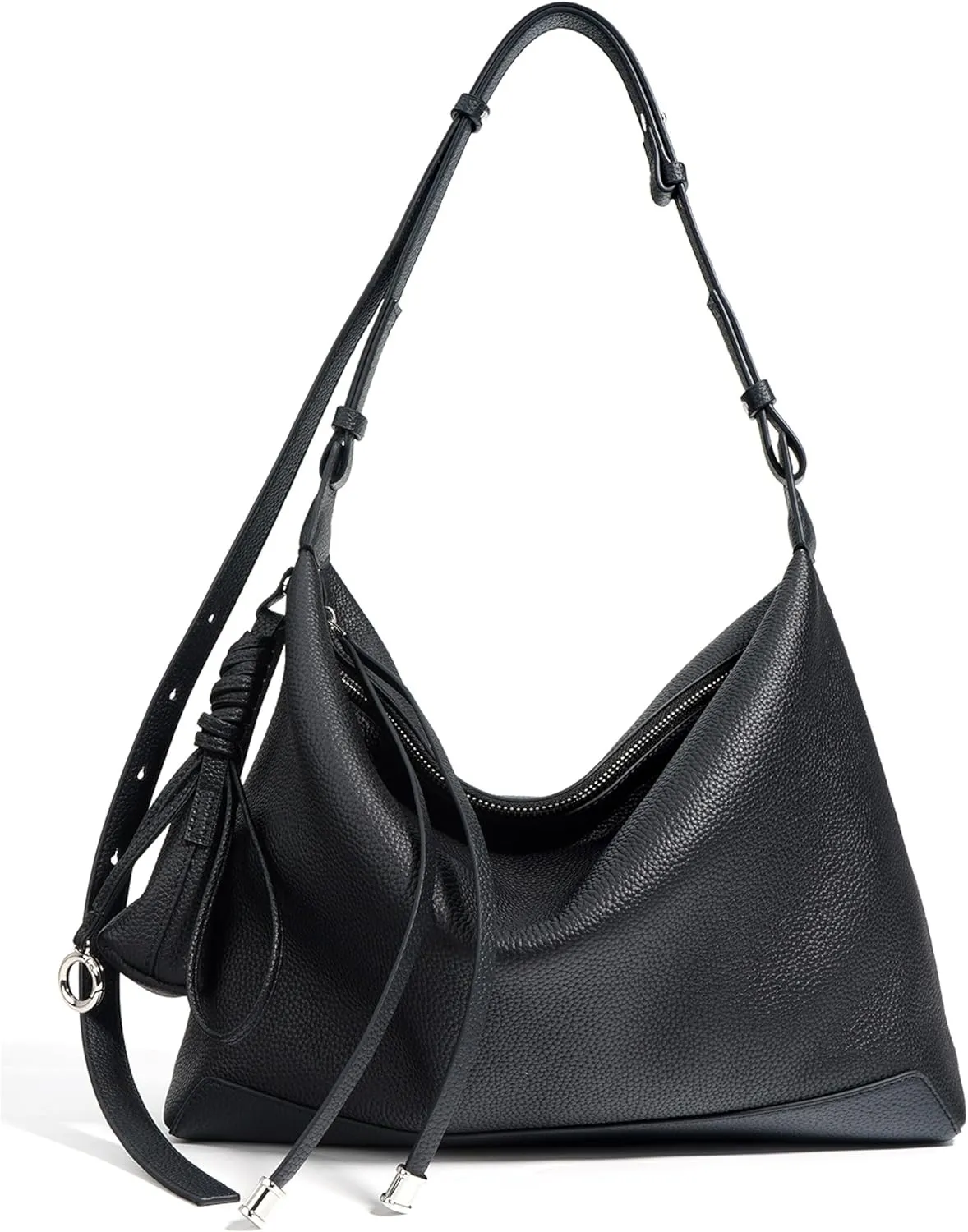Genuine Leather Slouchy Hobo Bags for Women Purse with Mini Pouch Adjustable Shoulder Straps Work Travel
