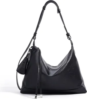 Genuine Leather Slouchy Hobo Bags for Women Purse with Mini Pouch Adjustable Shoulder Straps Work Travel