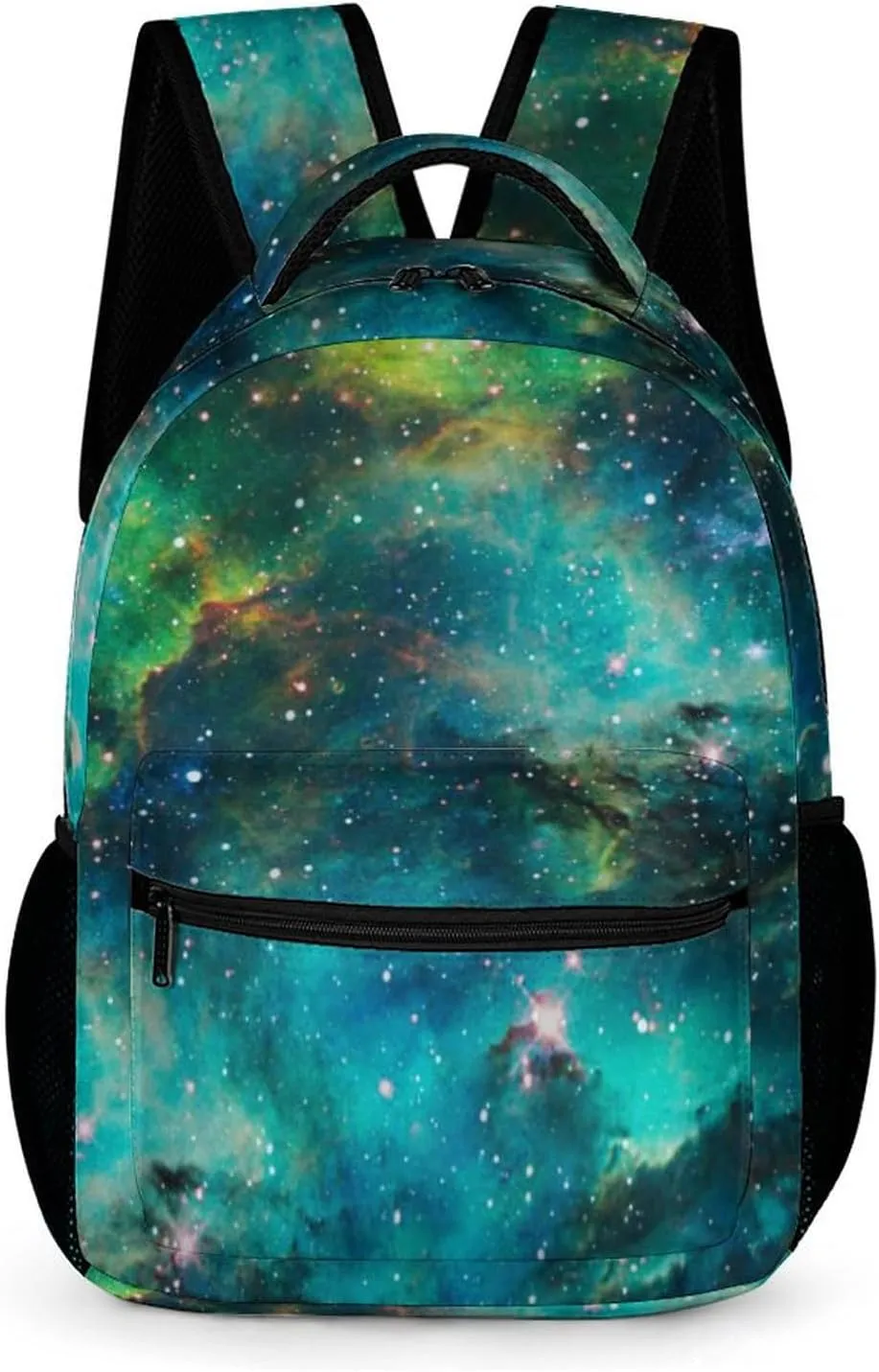 Green Galaxy Backpack Kids Space Universe Galaxy Backpack for Boys and Girls, Starry Stars Nebula Backpack for Elementary Kids, Children Travel Laptop Backpack, 16.5 Inch