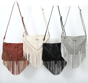 Handbags Womens Large Capacity Tassel Shoulder for Ladie Crossbody Fashion Rivet Casual Hobo