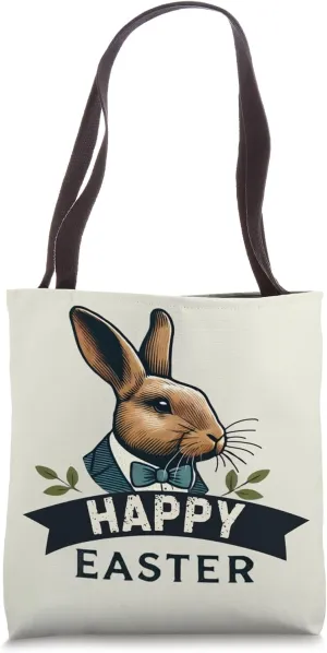 Happy Easter Bunny Eggs Hunting Rabbit Themed Kids Men Teens Tote Bag
