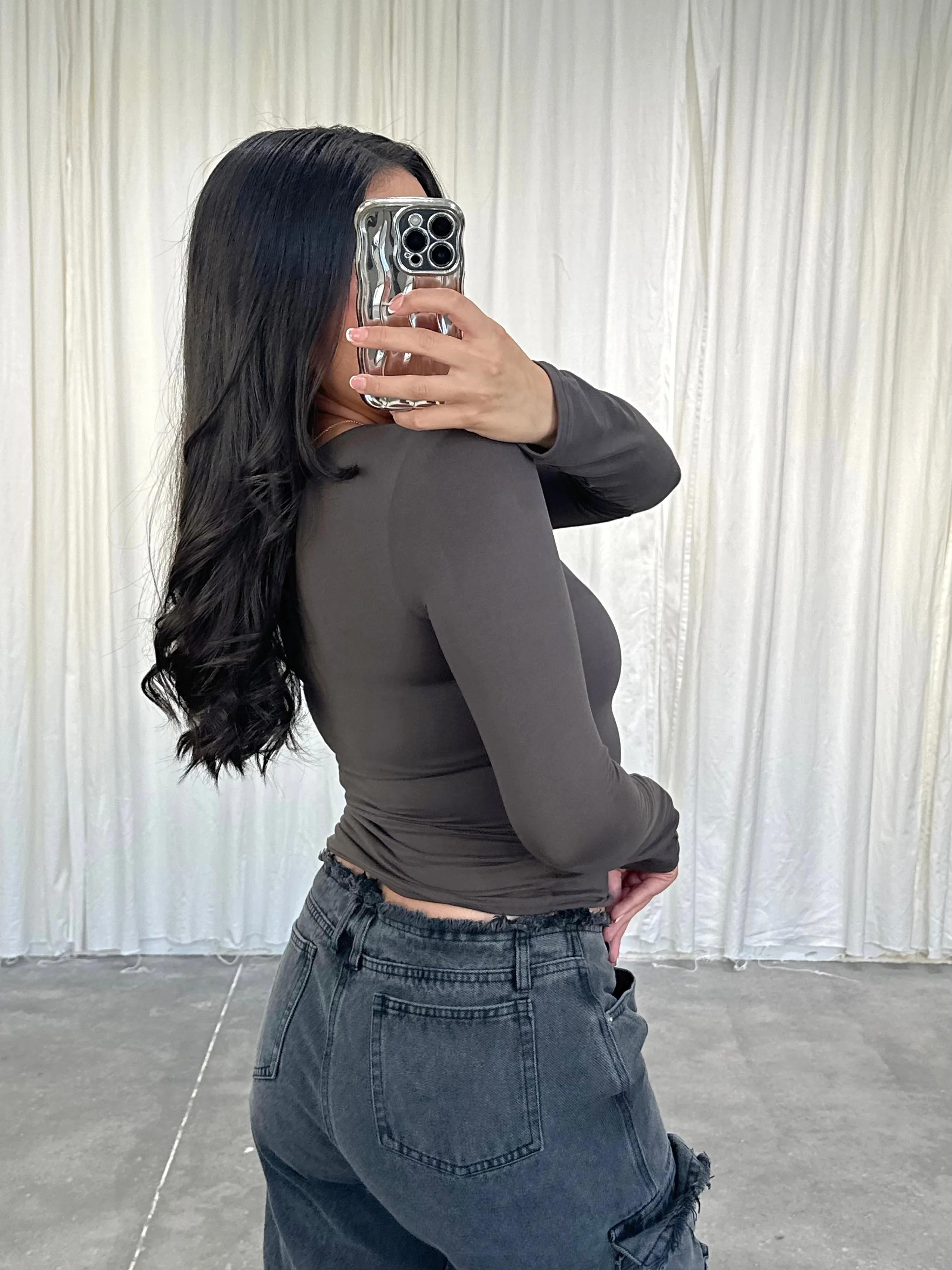 harlow long sleeve (CHARCOAL)