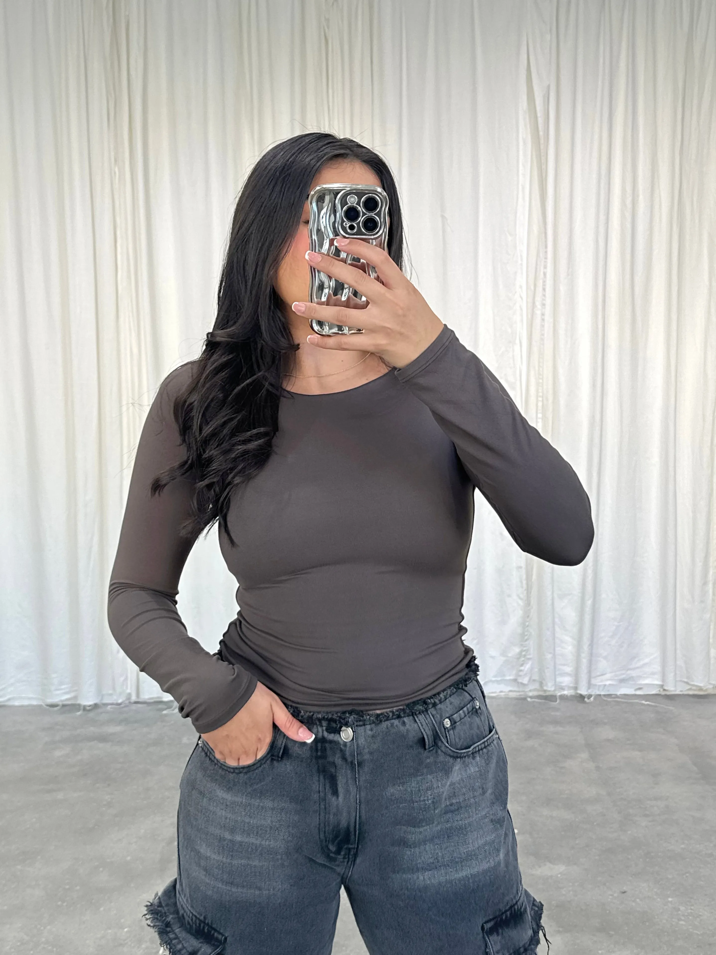 harlow long sleeve (CHARCOAL)