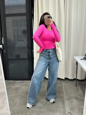 harlow long sleeve (FUSCHIA)