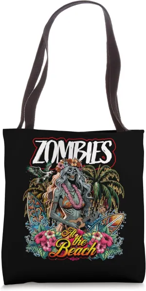 Hawaiian Zombie Beach Party - Retro Bikini Zombie Ukulele Tote Bag