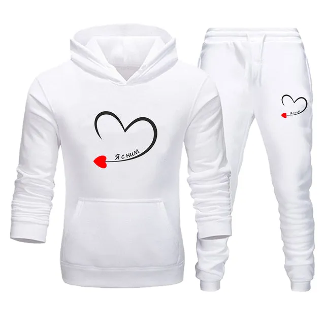 Heart matching couple jogging suits