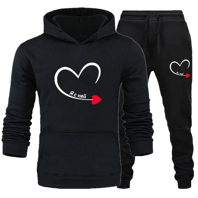 Heart matching couple jogging suits
