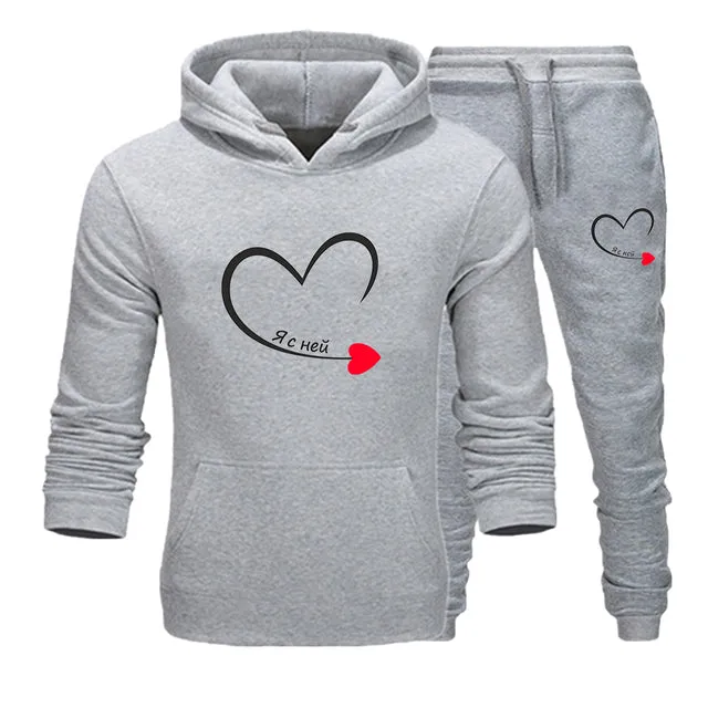 Heart matching couple jogging suits