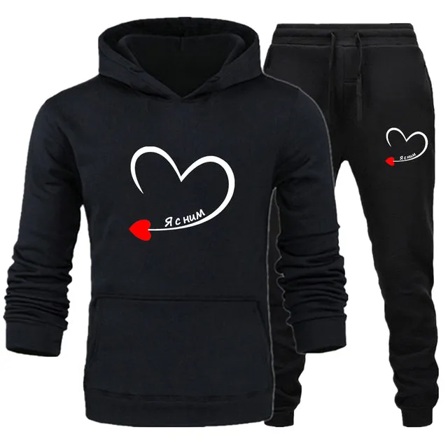 Heart matching couple jogging suits