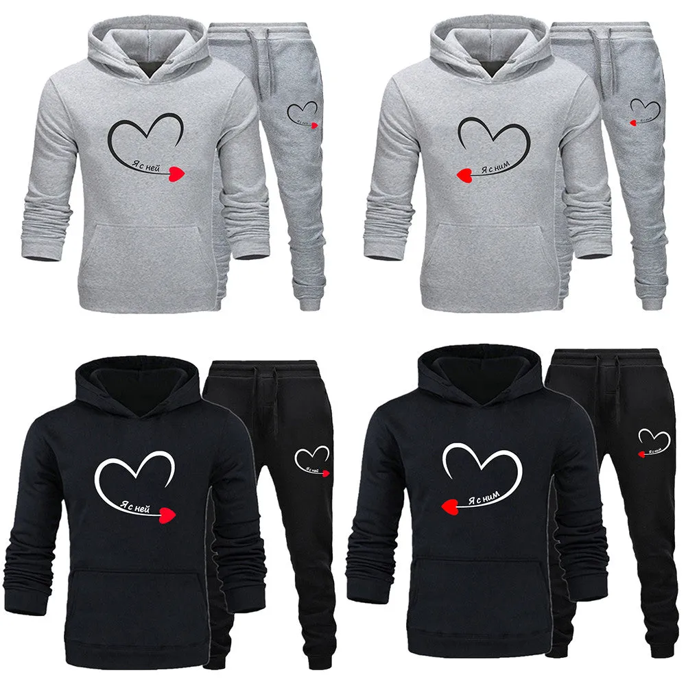 Heart matching couple jogging suits