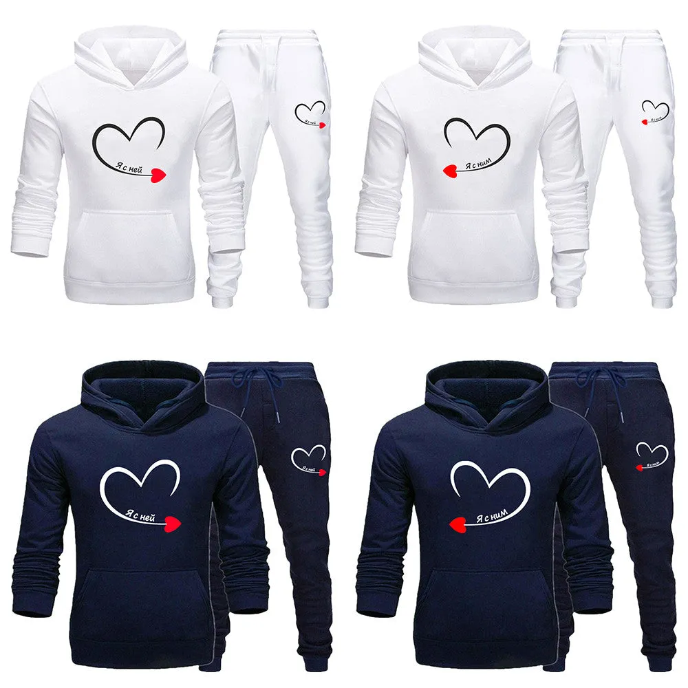 Heart matching couple jogging suits