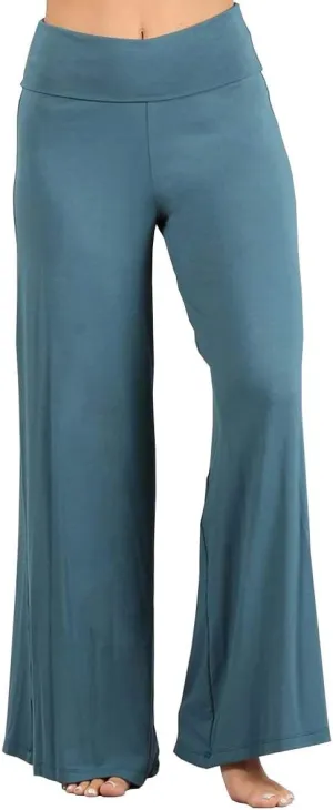 HEYHUN Womens Casual Tie Dye Solid Wide Leg Bottom Boho Hippie Lounge Palazzo Pants S-3XL
