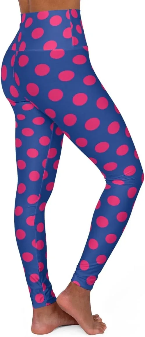 Hot Pink Polka Dots High Waisted Yoga Leggings All Over Print