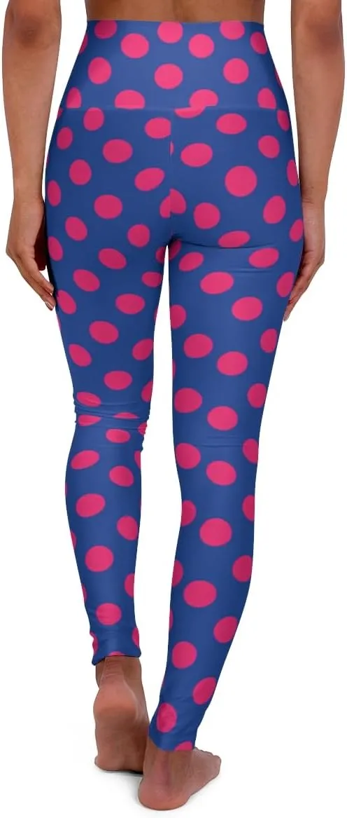 Hot Pink Polka Dots High Waisted Yoga Leggings All Over Print