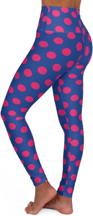Hot Pink Polka Dots High Waisted Yoga Leggings All Over Print