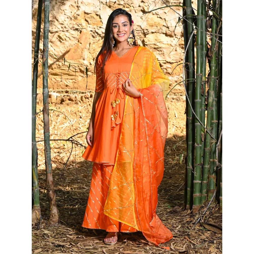 HOUSE OF JAMOTI Orange Tango Gota Sharara Set (Set of 3)
