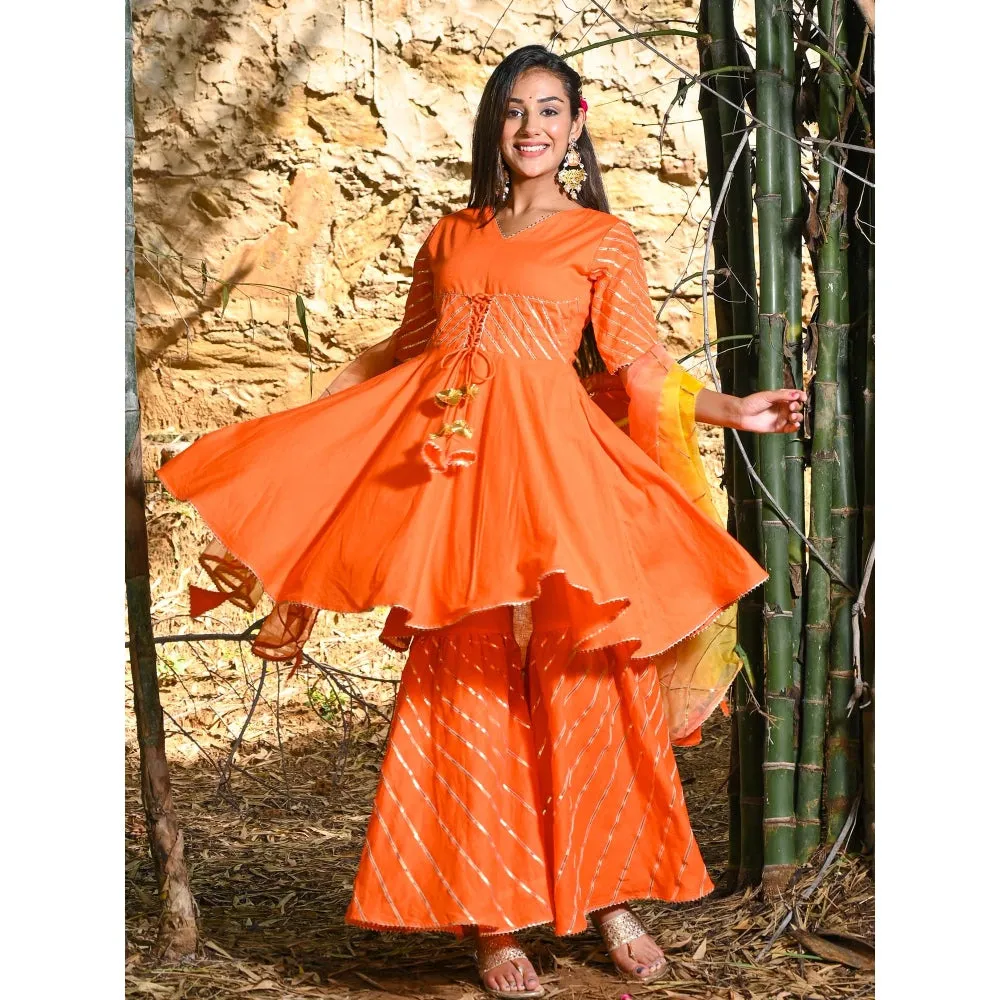 HOUSE OF JAMOTI Orange Tango Gota Sharara Set (Set of 3)