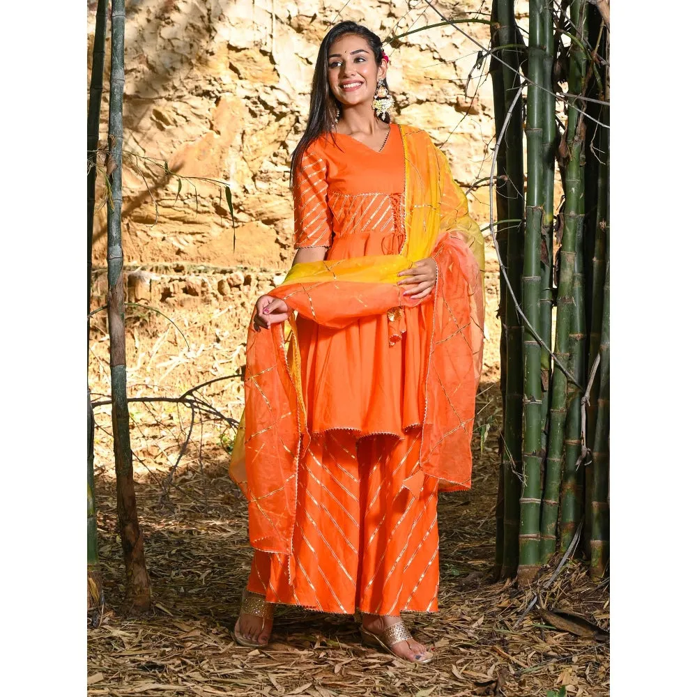 HOUSE OF JAMOTI Orange Tango Gota Sharara Set (Set of 3)