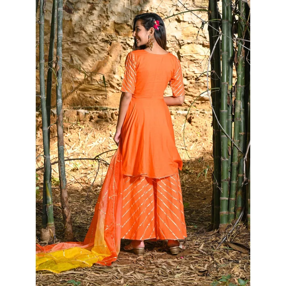 HOUSE OF JAMOTI Orange Tango Gota Sharara Set (Set of 3)
