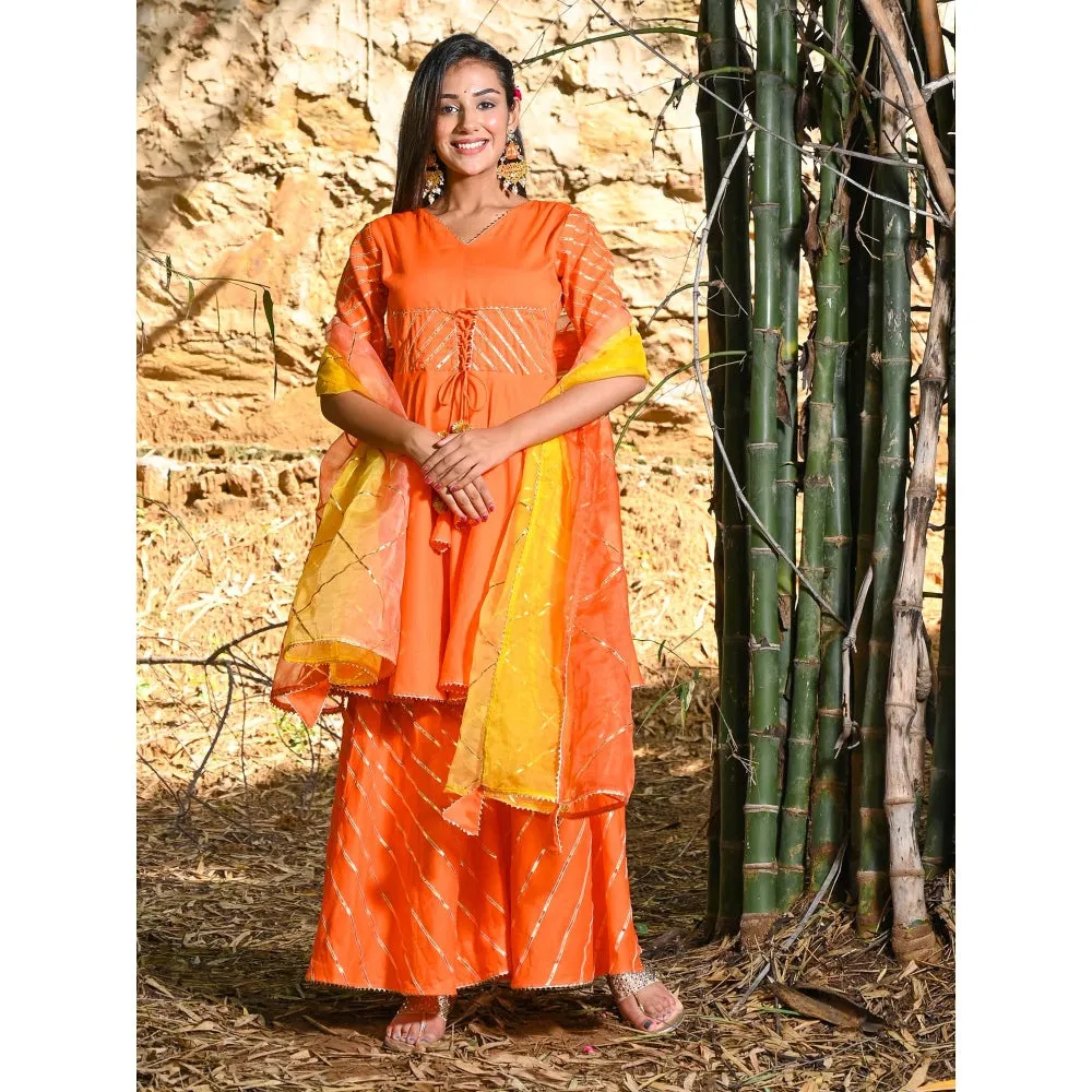 HOUSE OF JAMOTI Orange Tango Gota Sharara Set (Set of 3)