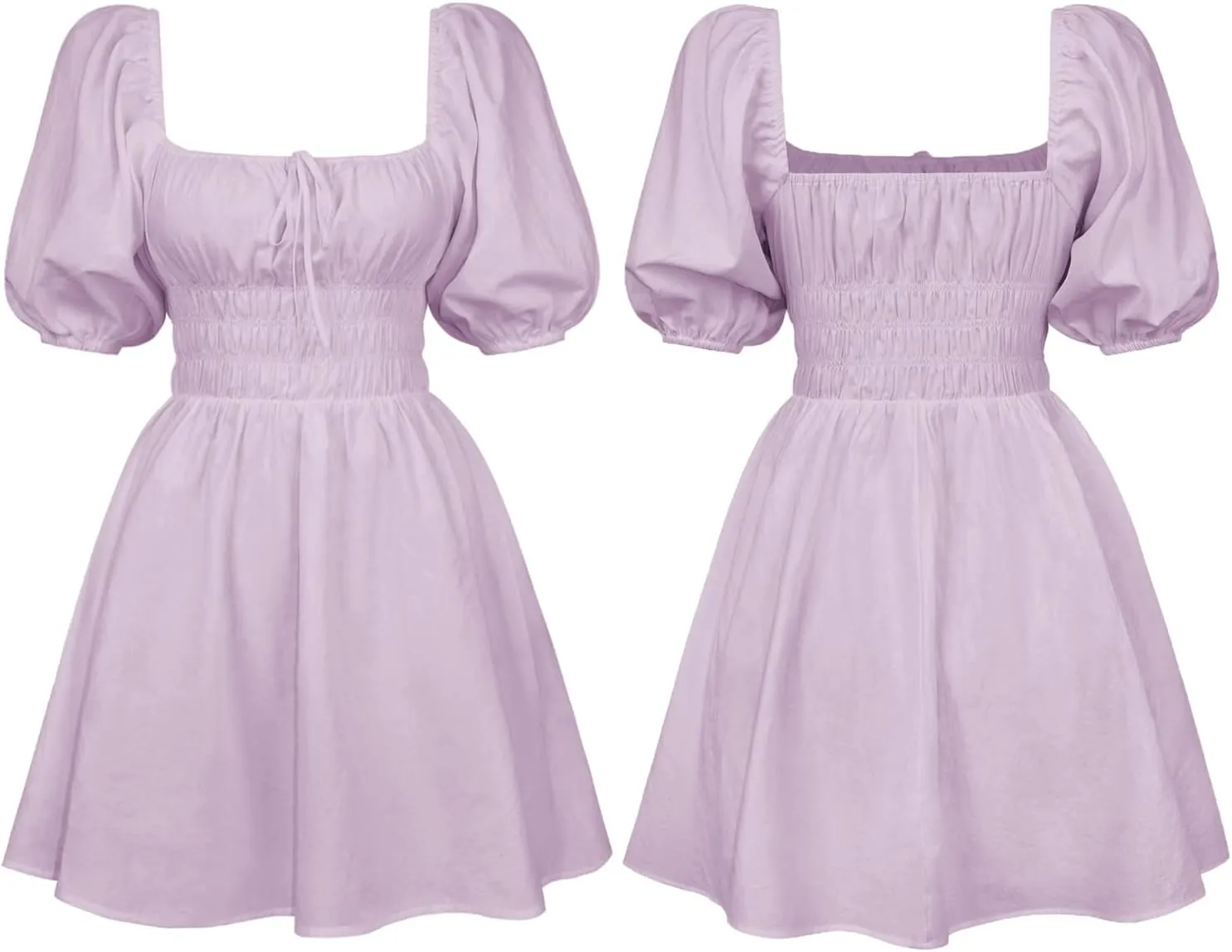 iTranyee Women Y2k Square Neck A Line Mini Dress Fairycore Short Sleeve Ruffle Swing Party Dress Concert Graduation Dress