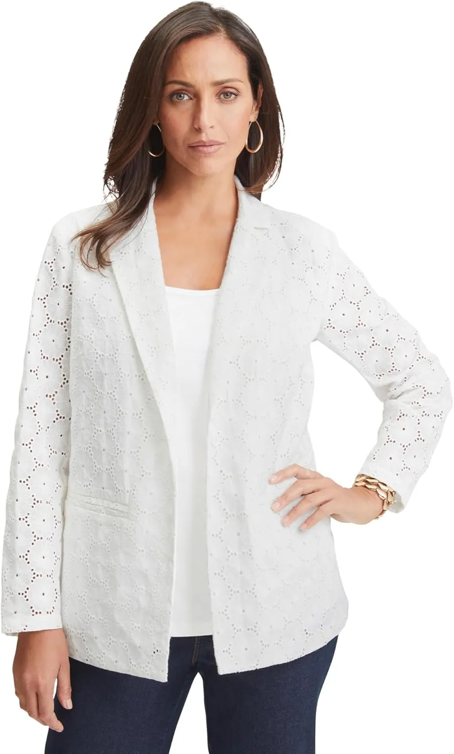 Jessica London Women's Plus Size Eyelet Blazer