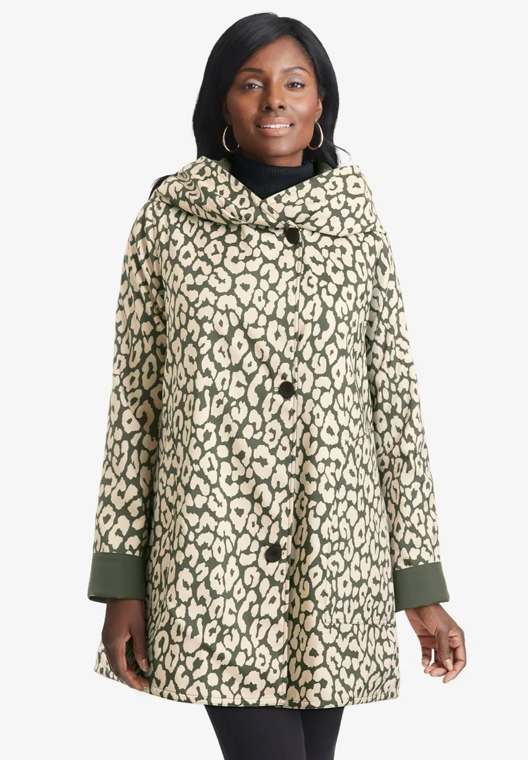 Jessica London Women's Plus Size Reversible A-Line Raincoat