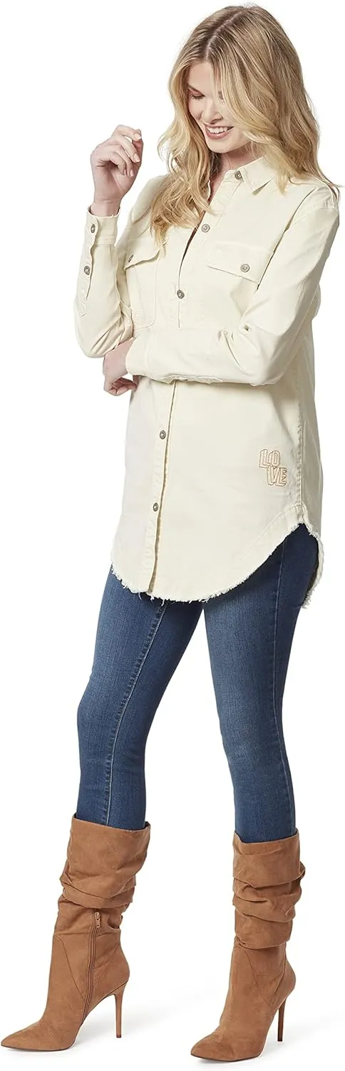 Jessica Simpson Women's Tenley Button Up Overshirt Jacket