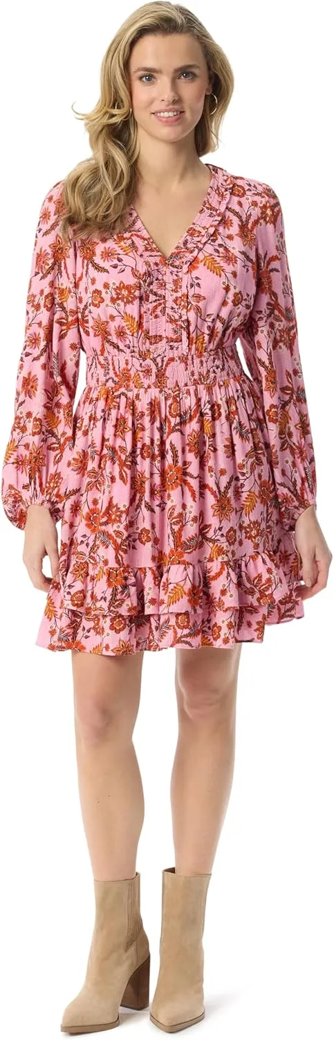 Jessica Simpson Women's Yara Ruffled Mini Dress with Belled Sleeves Standard