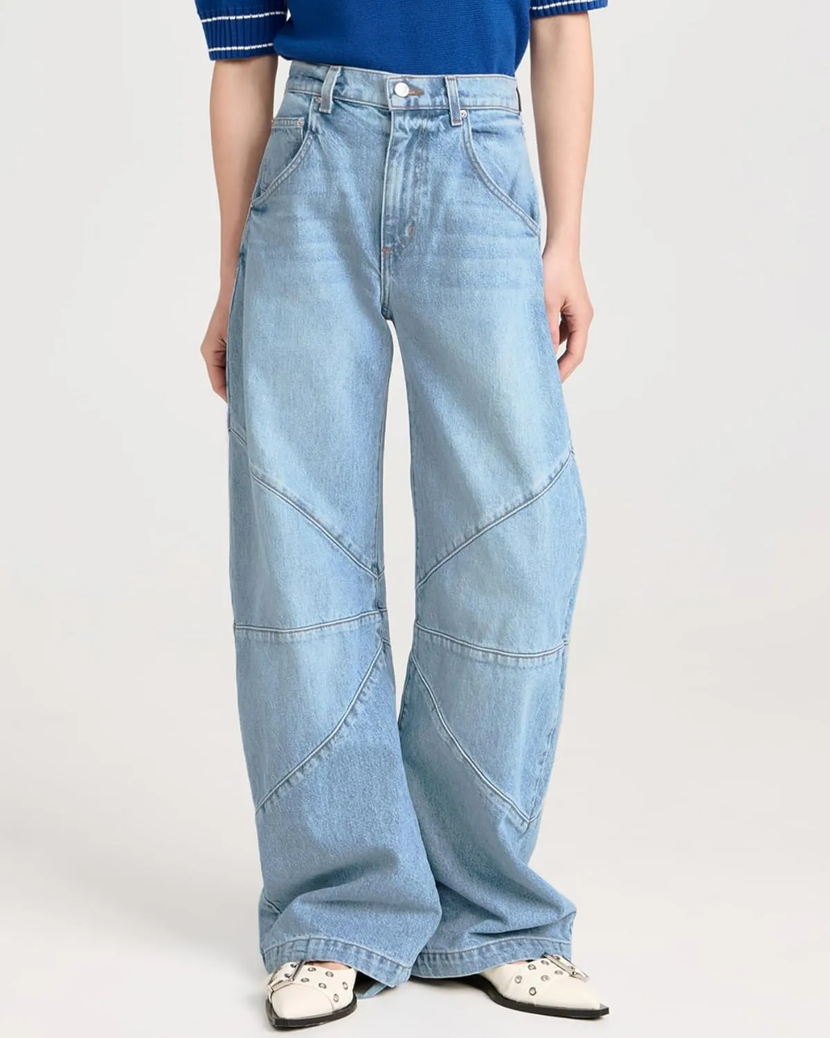 Kedera Women's Baggy Wide Leg Barrel Jeans Horseshoe Casual Boyfriend Denim Pants Loose Fit Trousers