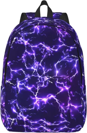 Kids Backpack for Boys, Lightning Backpack for Boys, Purple Lightning Boys Backpack, Big Student Backpack for Teen Boys, Middle High College School Travel Laptop Computer Backpack, 17.7 Inch