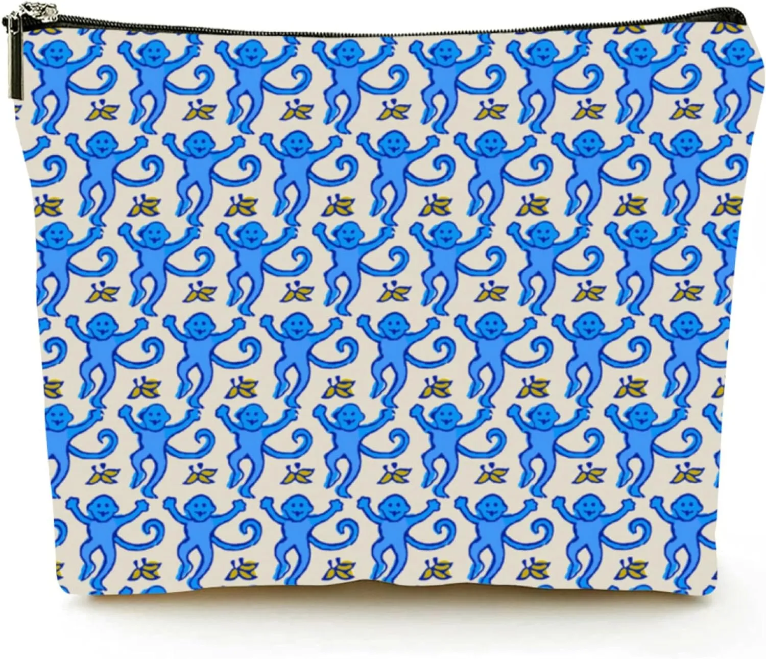 KNoRRS Chic Blue Preppy Makeup Bag - Elegant Zipper Pouch for Travel & Toiletries, Ideal Gift for Teen Girls & Roller Monkey Rabbit Lovers