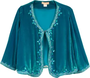 LA CERA Women's Silk Velvet Beaded Jacket