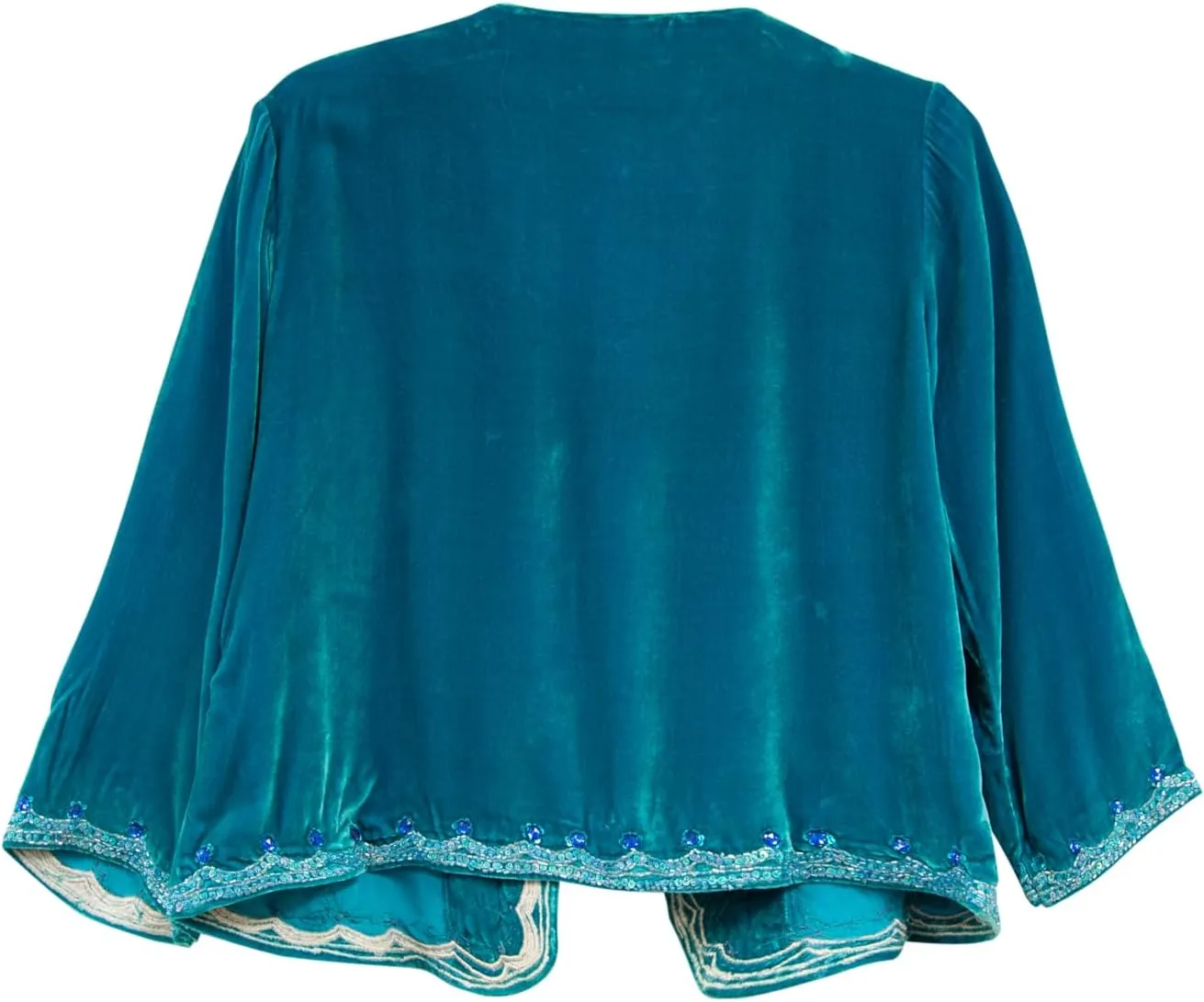 LA CERA Women's Silk Velvet Beaded Jacket