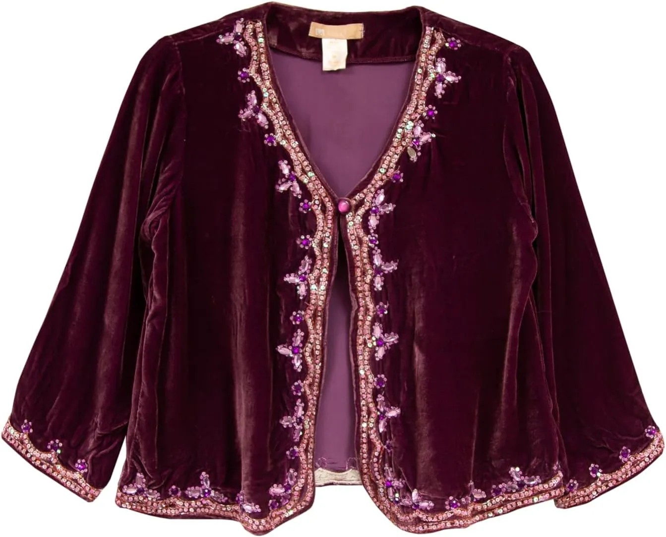 LA CERA Women's Silk Velvet Beaded Jacket