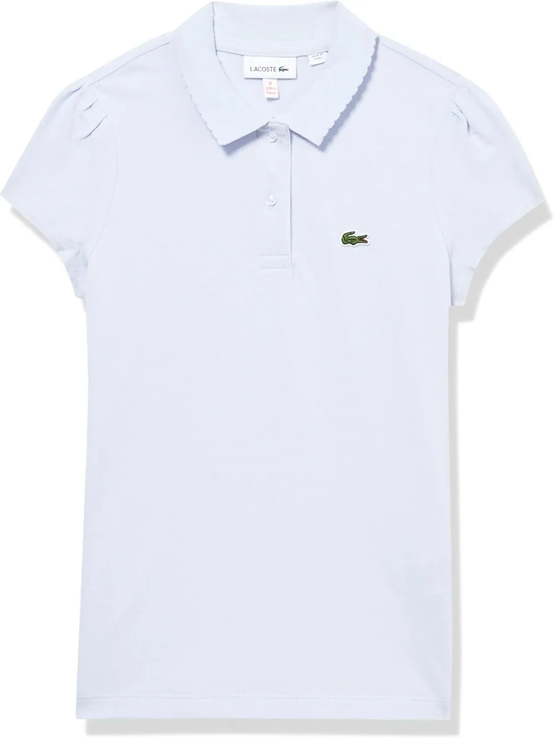 Lacoste Girls' Scalloped Collar Mini Piqu Polo Shirt
