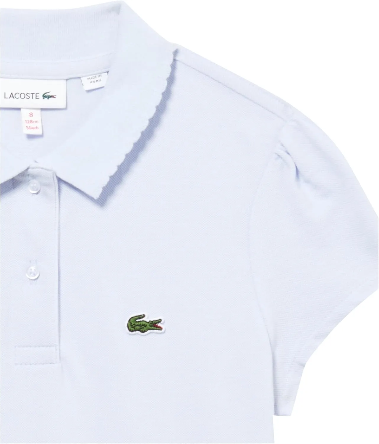 Lacoste Girls' Scalloped Collar Mini Piqu Polo Shirt