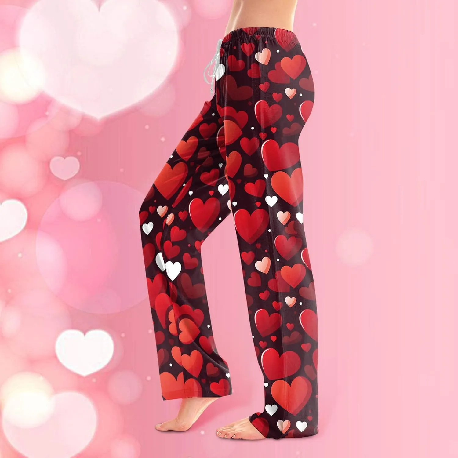 Ladies' 2025 Valentine Fashion Casual Printed Casual Pants Women Pants Size 14