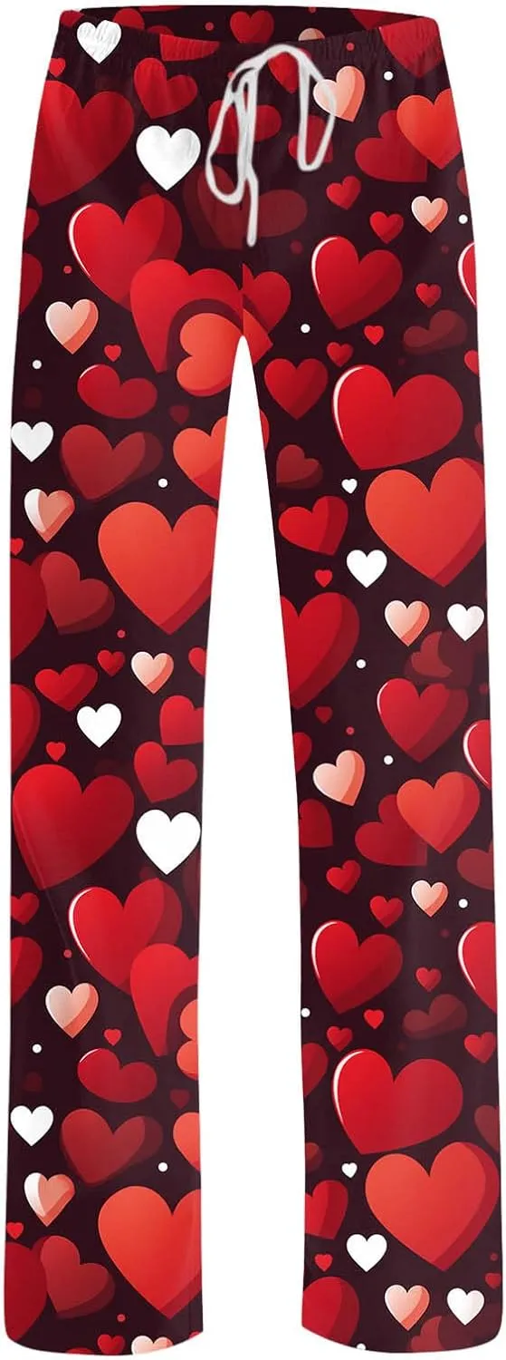 Ladies' 2025 Valentine Fashion Casual Printed Casual Pants Women Pants Size 14