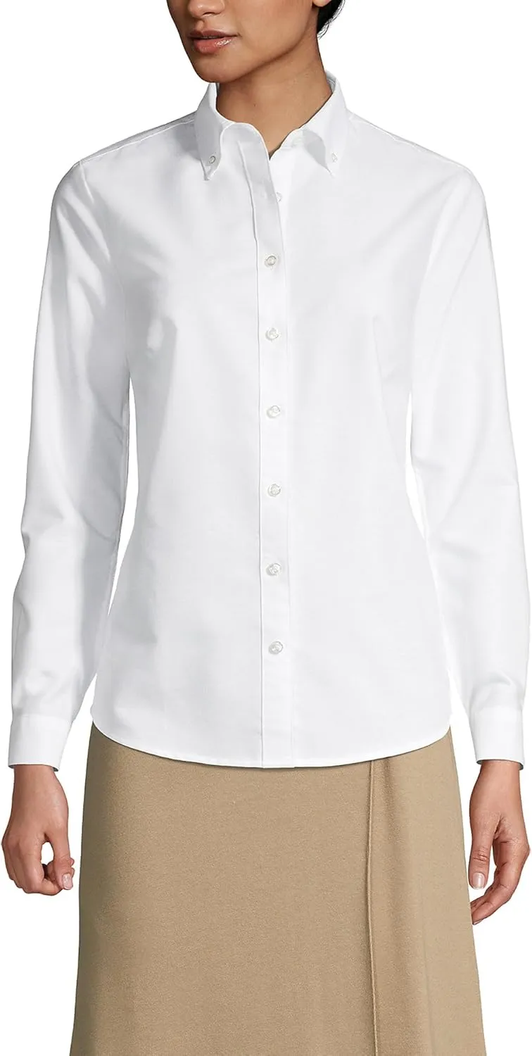 Lands' End Uniform Girls Long Sleeve Oxford White Womens Tall 12