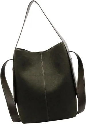 Large Capacity PU Shoulder Bag for Women Bucket Bags with Adjustable Strap Fashionable Crossbody Purse Satchel Handbag