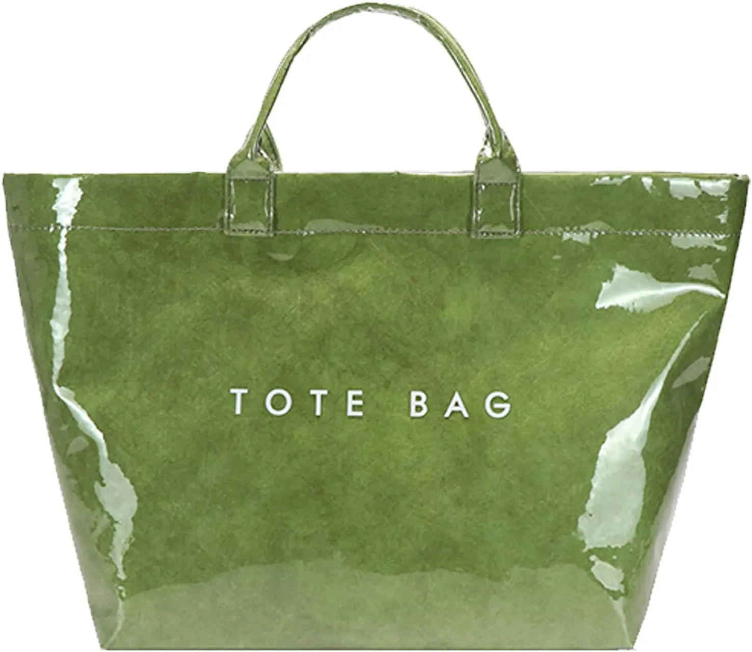 Large Capacity PVC Top Handle Bag for Women with Stylish Letter Print Handbag Kraft Paper Bag for Office and Daily Use