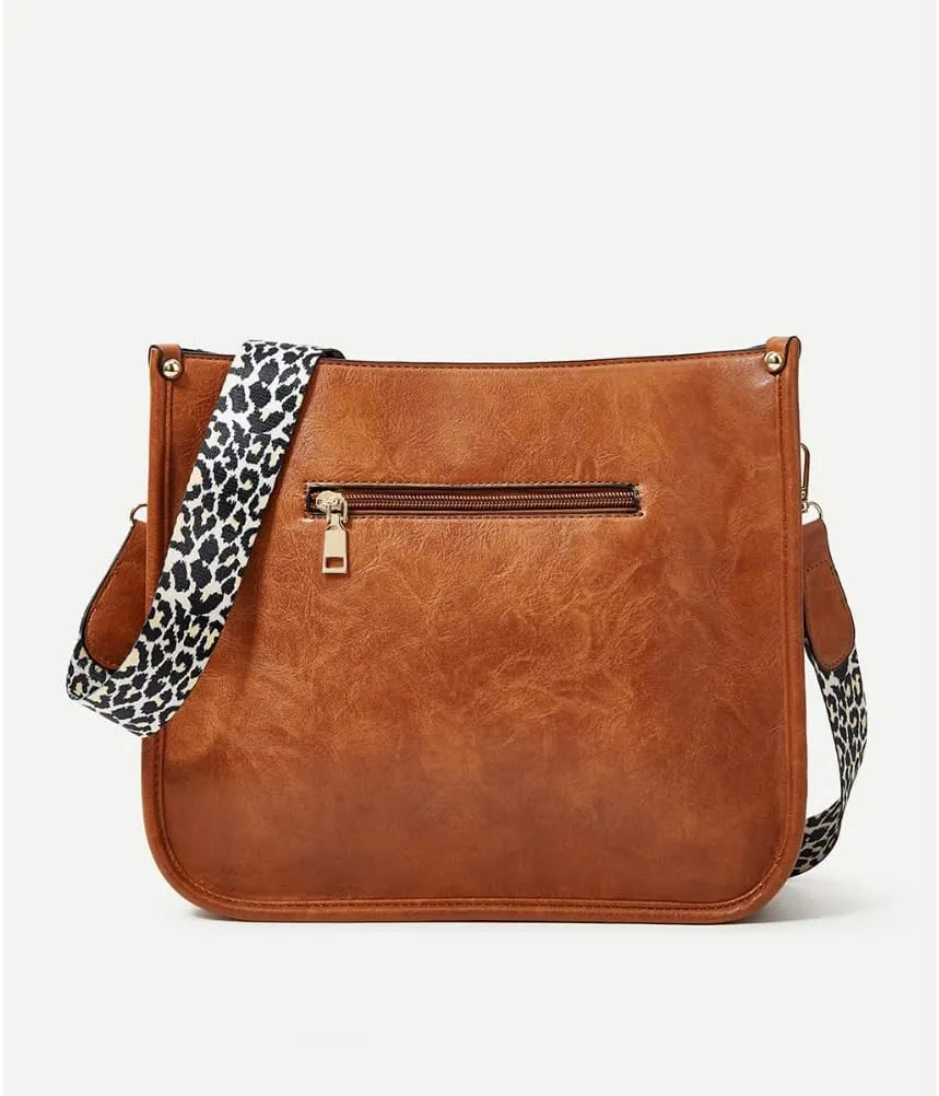 Large Capacity Shoulder for Women, Hobo Crossbody Leopard Strap Purse
