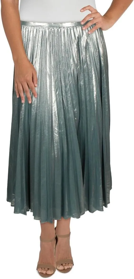 Lauren Ralph Lauren Womens Suzu Pleated Calf Midi Skirt Green 16